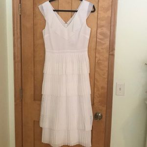 White tiered midi dress